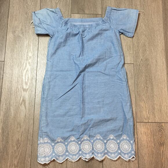 Maison Jules Light Denim flower Dress Size Medium - Picture 3 of 9